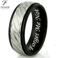 Zaručnički prsten od nehrđajućeg čelika 316 mm s dvobojnim crno-srebrnim pletenim utorom koji obećava ugodno pristajanje,
