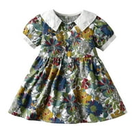 Flower Girl haljina za djecu djevojke Ljeto cvjetni pamučni rever vrat kratka rukava odjeća Princeze haljine za
