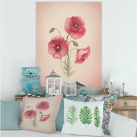Dizajnirati 'Poppy Retro Flowers' Vintage Canvas Wall Art Print
