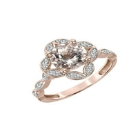 1- Carat T.G.W. Morganite & Carat T.W. Dijamantni zaručnički prsten za quatrefoil u 10k ružičastom zlatu