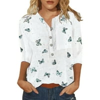 Ženski vrhovi u donjem rublju, ležerni vrhovi srednjih rukava, bluza na kopčanje, Ženska majica s printom, modna