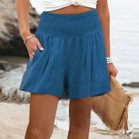 Ženske ležerne ljetne kratke hlače udobne elastične hlače s velikim strukom s džepovima s džepom plave 5xl