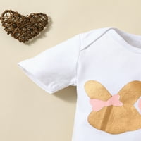 Uskršnji romper set dojenčadi, slova s ​​kratkim rukavima, štakor za printu + višeslojni til suknja