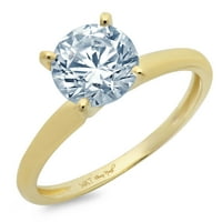Vjenčani prsten okruglog kroja s plavim prirodnim akvamarinom od žutog zlata 18K okrugli rez, veličina 6,75