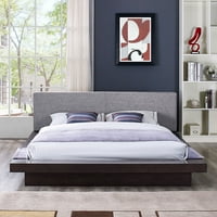 Krevet na platformi od tkanine u boji Cappuccino sive boje