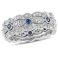Miabella Ženska karat T.G.W. Sapphire i Carat T.W. Dijamantni 14KT bijeli zlatni vintage prsten
