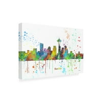 Marlene Watson 'Seattle Washington Skyline mclr 1' Canvas Art