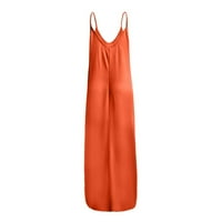 Orange maxi haljine za žene sitne dužine ljeta plus size v vrat bez rukava bez rukava Osnovna solidna špageta
