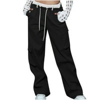 TDOQOT Tweatpants for Women- jesen moda s džepovima Street Street Style široke noge hlače crne veličine s