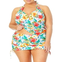 Time i Tru Women Plus Ruched Tankini Top kupaći kostim