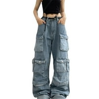 Ženske vrećaste teretne hlače u Abou, široke traperice s više džepova, vilinska odjeća, alternativna ulična odjeća