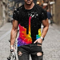 Puawkoer muškarci modni povremeni vrhovi košulja ulica 3d digitalni tisak gornji okrugli vrat majica gornja bluza