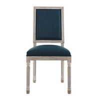 Stolica za blagovanje od presvlake od Francuske vintage tkanine u prirodnoj plavoj boji