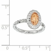 Ovalni prsten od sterling srebra obložen ružičastim zlatom