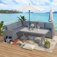 Set namještaja za popločani dio dvorišta, presjek PE Rattan Wicker Dining set set, vanjski namještaj za razgovor