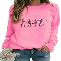 Ženske trenirke, pulover s okruglim vratom s dugim rukavima, ležerni labavi vrhovi, ružičasta majica u A-listi