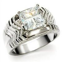 Žene visoko polirani prsten od nehrđajućeg čelika s AAA CZ -om u bistri - veličine 6