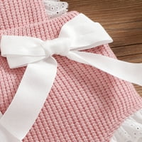 Jedan otvor za bebe djevojčice, ljupki odijelo, kontrastna boja Bowknot Ruffles ruffle pleteni romper + šešir