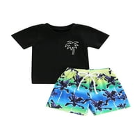 Set odjeće za dječake ljetni Kreativni vrhovi s kratkim rukavima s printom kokosove palme za malu djecu + kratke