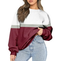 Ženska ležerna majica s okruglim vratom s geometrijskim printom dugih rukava labavi pulover majica s kapuljačom