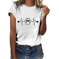 Ženske modne ljetne majice s grafikom kratkih rukava s kratkim rukavima i slatkim printom s okruglim vratom, ležerni