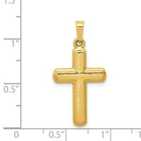Karatno žuto zlato 14k satenski privjesak od latinskog križa sa šarmom od žutog zlata 10K lagana ogrlica od lanca