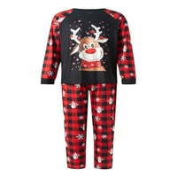 Proljetna nijansa božićna obiteljska pidžama, set pidžama, vrhovi s dugim rukavima s kariranim hlačama