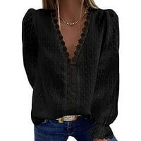 Kardigan za žene, modni čipkasti kardigan s dugim rukavima, ležerni jednobojni ženski vrhovi u crnoj boji