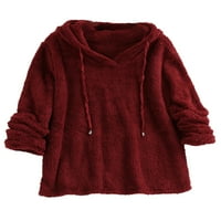 Paille žene kapuljače s ovratnikom pulovera dukserica dugih rukava labava fit zimske kapuljače vrhovi vino crvena