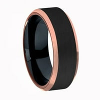 Dvobojno crno i ružičasto zlato s matiranim središtem, sjajnim kosim rubom, prsten od titana, zaručnički prsten