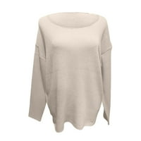 CacomMark pi džemperi za žene za čišćenje ženke Čvrsta boja bez ramena šuplja iz labave pulover pletiva bijela