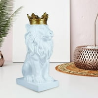 Moderni lav glava kip za životinjsku figuricu zanat za radne polica za knjige bijela