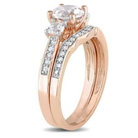 Miabella Women's 1- ct stvoren safir ct dijamant 10kt ružičasto zlato dvodijelni vjenčani prsten set