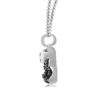 Ogrlica od srebra od srebra od srebra s crnim okruglim dijamantom i emajlom od pande, lanac od 18 inča