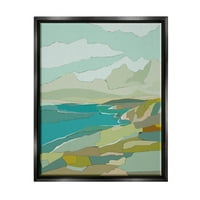 Stupell Industries suvremena planinska blokirana obala grafička umjetnost Jet Black Floating Framed Canvas Print