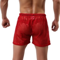 Muške modne prevelike kratke hlače šuplje mreže jednobojne kratke hlače s elastičnim strukom casual prozračne