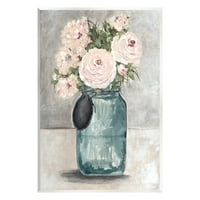 Stupell Industries okrugli ružičasti cvjetovi rustikalna seoska staklena vaza slika Umjetnost Umjetnička umjetnost,