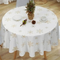 Sevenstars božićni stolnjak zlatni stol za snježne pahuljice bijeli okrugli stolni poklopac za ručavanje zimski