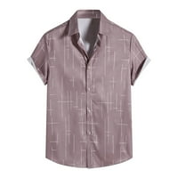 muške košulje za muškarce, Muška ležerna ljetna košulja s ovratnikom s printom Havaji, vrhovi, bluza u ružičastoj