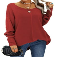 Proljetne jeseni žene dugi rukavi Čvrsta boja casual džempera Ženski okrugli vrat pleteni puloveri