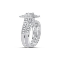 10KT bijelo zlato okrugli dijamantni halo mladenkin vjenčani prsten set cttw