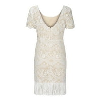 Sundress Sun haljina s V-izrezom Cvjetna bijela boja kratkih rukava XL