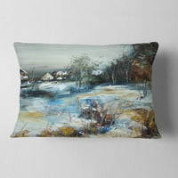 Jedinstveno selo zimi - pejzažni tiskani jastuk za bacanje - 12x20