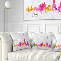 DesignArt Paris Pink Silhouette - Jastuk za bacanje grada Cityscape - 18x18