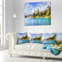 Designart Lerici Village Panorama - jastuk za bacanje Seascape - 18x18