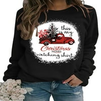 Ženske majice s okruglim vratom s dugim rukavima, zimska majica širokog kroja, božićna majica, božićni pulover,