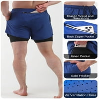 Muškarci Sportske kratke hlače s oblogom 2-u- s džepovima Brzi suho trčanje biciklističke fitnes kratke hlače