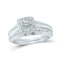 Čvrsto bijelo zlato od 14 karata, njegovo i njezino, Okrugli dijamantni pasijans, odgovarajući par od tri prstena,