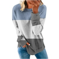 Jesenska moda za žene ležerni puloveri u boji s dugim rukavima s okruglim vratom dukserice na rasprodaji