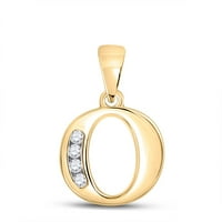 10K žuti Zlatni okrugli dijamantni privjesak za žene s početnim slovom.